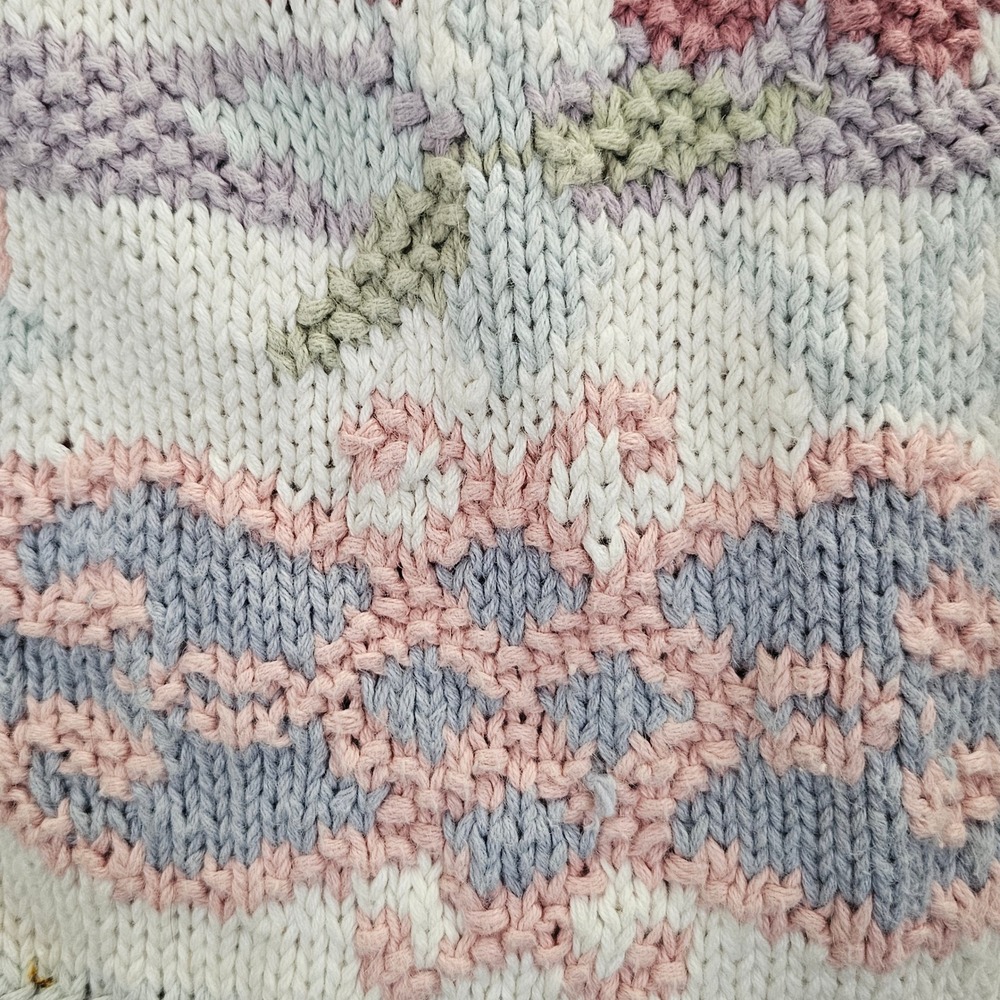 Cullinane Knitted by Hand Floral Cottagecore Ramie Cotton Sweater Sm. Pink Cream - Picture 5 of 11